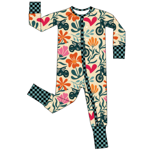 Flower Power Zip Up Pajamas / PREORDER: shipping Aug 24 - Sep 7
