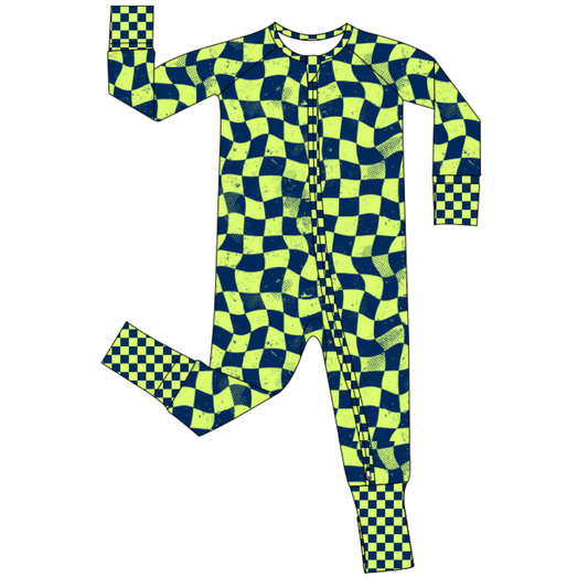 Nitro Lime Checker Zip Up Pajamas / PREORDER: shipping Aug 24 - Sep 7