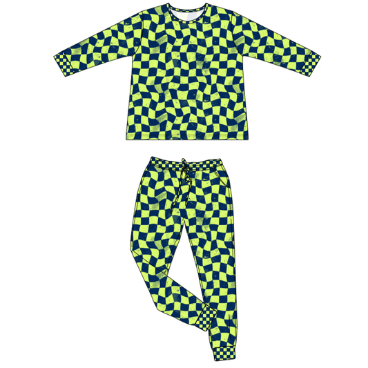 Nitro Lime Checker 2 Piece Pajamas / PREORDER: shipping Aug 24 - Sep 7