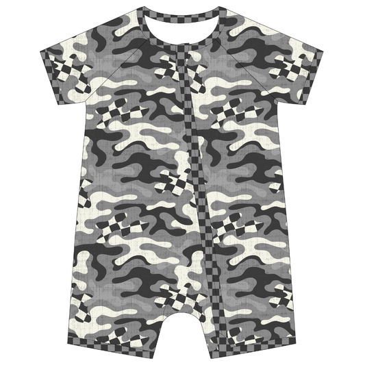 Gate Drop Camo Shorty Zip Up Pajamas / PREORDER: shipping June 22 - 30