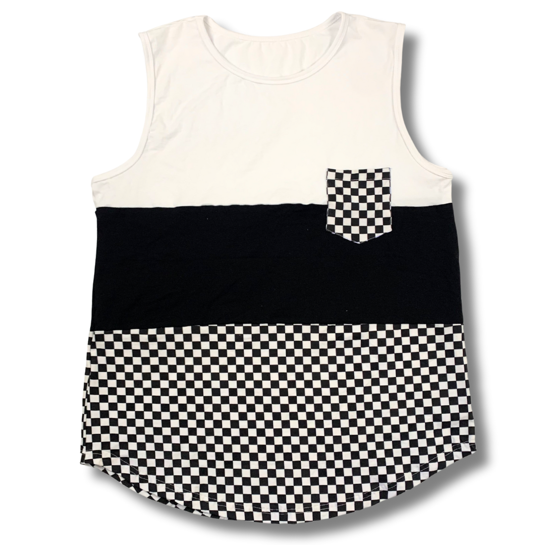 Checkered Drop Cut Tank Top (discontinuing) - Strictly Wild