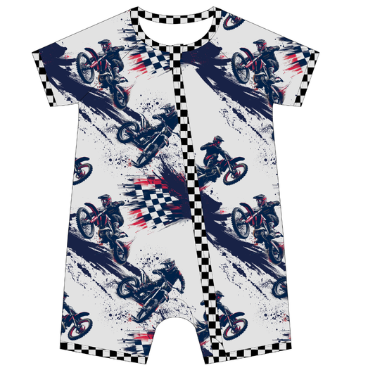 Race Ready Shorty Zip Up Pajamas / PREORDER: shipping June 22 - 30