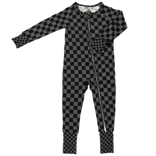 Stealth Checker Zip Up Pajamas (0/3M - 18/24M) - Strictly Wild