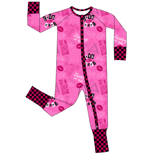 Fast Like A Girl Zip Up Pajamas / PREORDER: shipping Aug 24 - Sep 7