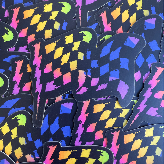 Rainbow Checker Flag Sticker